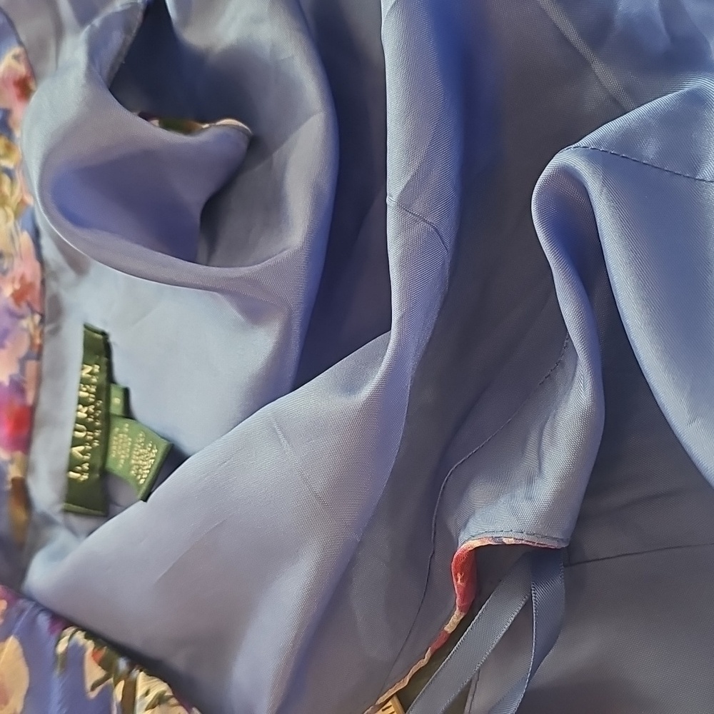 Lauren Ralph Lauren Wrap FlorL Dress In Si,e 8.blue/pink. - Picture 7 of 8